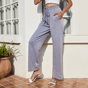 Loose Mid Knitted Elegant Black Flare Pants fashion Women Pants For Womens Trousers