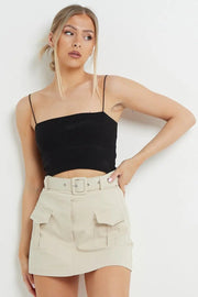 Summer European And American High Waist Fashion Pocket Short Pantskirt