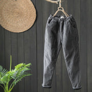 Women's Fleece-lined Thick Corduroy Retro Simple Warm Pants