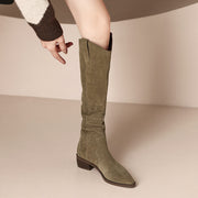 Over Best-selling V Cut Knee-high Boots Chunky Heel New Autumn And Winter