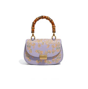 Cowhide Embroidery Ladies Bamboo Handbag