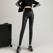 New Autumn And Winter Stretch Tight Leather Pants Pu Matte Thin Velvet Weight Loss Pants Leggings