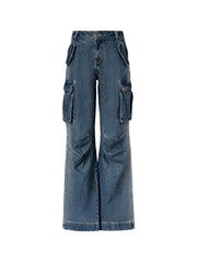 Heavy Industry Loose Wide-leg Denim Overalls