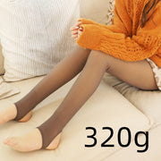 Elastic Transparent Black Mesh Pants Woman Winter Fleece Pants
