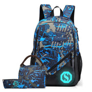Mens Graffiti Three Piece Plaid Backpack