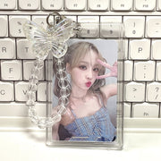 Crystal Butterfly Keychain Slide Cover Transparent Acrylic Card Holder