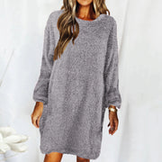 Loose Long-sleeved Plush Sweater Dress