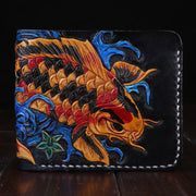 Fashion Men's Leather Carving Manual Wallet