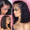 Front Lace Fluffy Black Medium Length Small Curly Wig