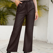 PU Loose Trousers Motorcycle Leather Straight Wide Leg Leather Pants Women