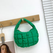 Women's Fashionable Pleated Puff Cloud Plaid Handbag