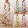 Print Dresses For Women Summer V-neck Button Short Sleeve Dress