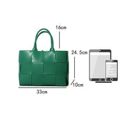 Woven Cowhide Single Shoulder Checkered Handbag
