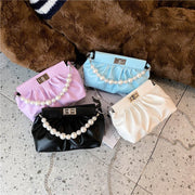 All-match Pearl Hand Pleated Cloud Bag Women's Shoulder Bag