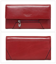 Long Cowhide Multiple Card Slots Coin Pocket RFID Anti-magnetic Women's Handbag