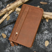 Crazy Horse Leather Double Zip Money Clutch