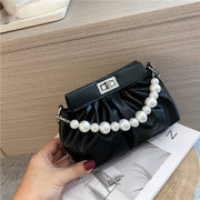 All-match Pearl Hand Pleated Cloud Bag Women's Shoulder Bag