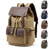 Casual Canvas Backpack Men's Business Laptop Bag With Buckle Drawstring Design