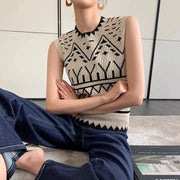 Knitted Sleeveless Wear Outer Wear Elegant High-grade Vintage Vest