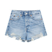Women's American Retro Fashion Slimming High Waist Denim Shorts