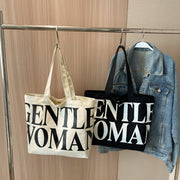 Large Capacity Canvas Bag Women Letter Printed Shoulder Travel Simple Handbags Travel Casual Daily Shopping Bags Totes