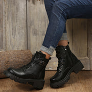 Martin Boots For Women Autumn And Winter New Plus Size Round Head Chunky Heel Casual Mid-calf