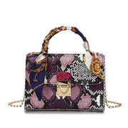 Colorful Snake Print Silk Scarf Handbag