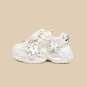 Female Minimalist Casual White Thick Soled Dad Shoes