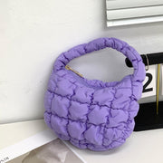 Women's Fashionable Pleated Puff Cloud Plaid Handbag
