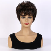 Women's Fashion Side Bangs Fluffy Pick Color Short Curly Wig Head Cover