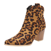 European And American Flat Leopard Print Pointed-toe Side Zip Women's Casual Pumps