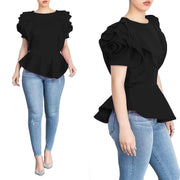 Women's Summer Hot Style Ruffled Hem Short Sleeve