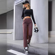 Women's Retro Fashion High Waist Straight-leg Denim Trousers