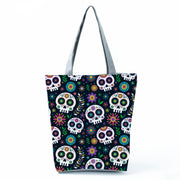 Portable Large Capacity Skull Printed Handbag