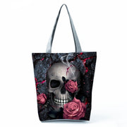 Portable Large Capacity Skull Printed Handbag