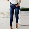 Slim Jeans Women Butterfly Sticky Flower Beaded Split Trousers
