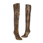 Foreign Trade Women's Bright Leather Pointed Toe Stiletto Heel Over-the-knee Gold Plus Size Boots