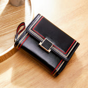 Retro Oil Wax Leather Multi Card Zipper Short Women's Wallet