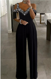 Wide Leg Sleeveless V-neck Halter Trousers Jumpsuit