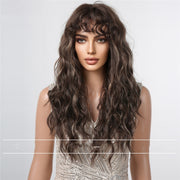 Wig Female Bangs Roller Fluffy Mid-length Hair Natural Full-head Wig