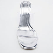 Women's Silver Transparent Crystal High Heels