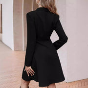 Solid Color Double Breasted Long Sleeve Trench Coat Fashion Slim Coat