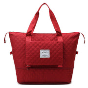 Foldable Travel Duffle Bag With Rhombus Sewing Design Large Capacity Fitness Handbag Portable Versatile Shoulder Bags Expandable Organizer