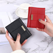 Women's Short Three Fold Multiple Card Slots Large Capacity Zipper Coin Purse