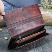 Top Layer Women's Butterfly Leather Long Wallet