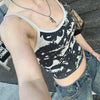 Retro Black Y2K Personalized Print Vest Sling Summer Slim Top