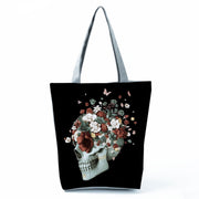 Portable Large Capacity Skull Printed Handbag