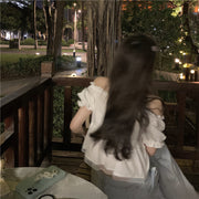 French Short Puff Sleeve Navel Sweet And Spicy Short