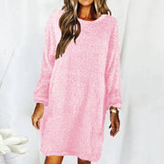 Loose Long-sleeved Plush Sweater Dress