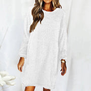 Loose Long-sleeved Plush Sweater Dress